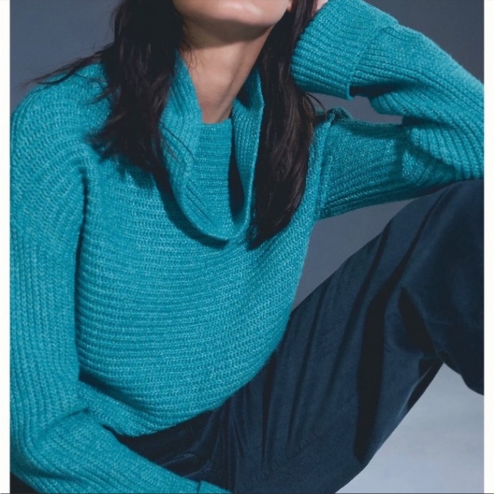 Anthropologie Pilcro Turquoise Blue Cowl Neck Sweater Size XS
